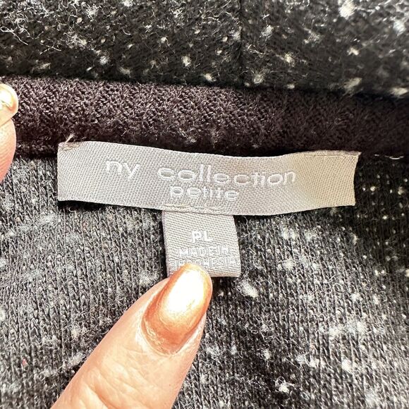 NY Collection Open Front Cardigan Jacket Petite Large PL Roll Tab Sleeve Grey - Picture 6 of 8